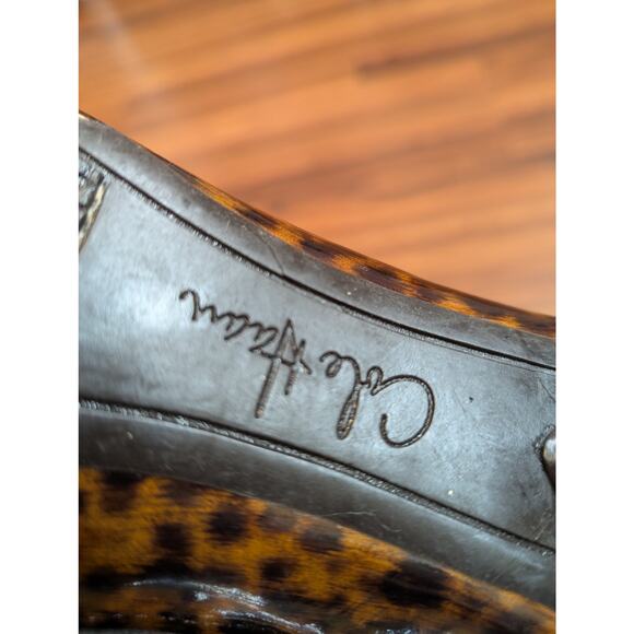 Cole Haan Patent Leather Kitten Heel Pumps- Size 8.5 B Leopard Print Gold Buckle - Picture 6 of 8